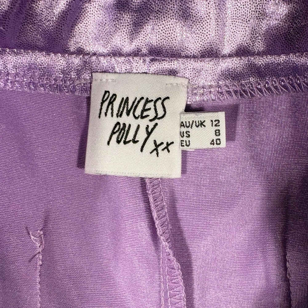 Princess Polly Purple Metallic Flare Pants Rave Festival Y2K Shimmer US 8 - Picture 4 of 13